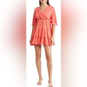 Nwt Nordstrom Area Star Size S Tiered Ruffle Fit & Flare Dress